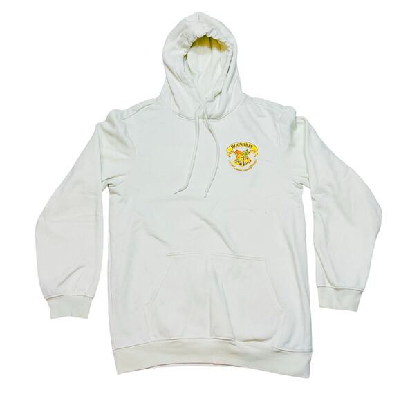 H&M Harry Potter Hogwarts Hoodie Adult Small Cream Pullover Drawstrings - Picture 2 of 7